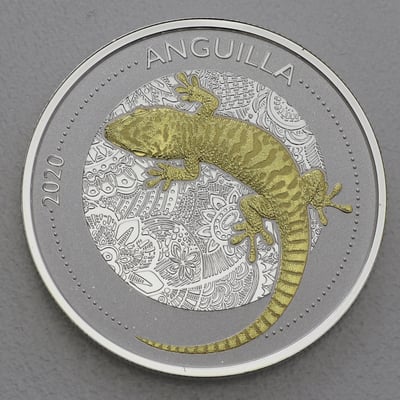 Silbermünze 1oz "Gecko" 2020 (vergoldet) Eastern Caribbean 8 (Anguilla) - Miniaturansicht 1