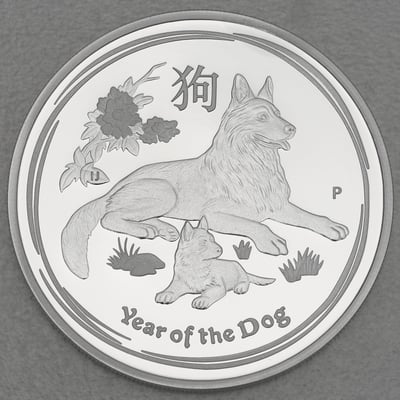 Silbermünze 1oz "Hund" 2018 (PP) Lunar II – Year of the Dog (Australien) - Miniaturansicht 1