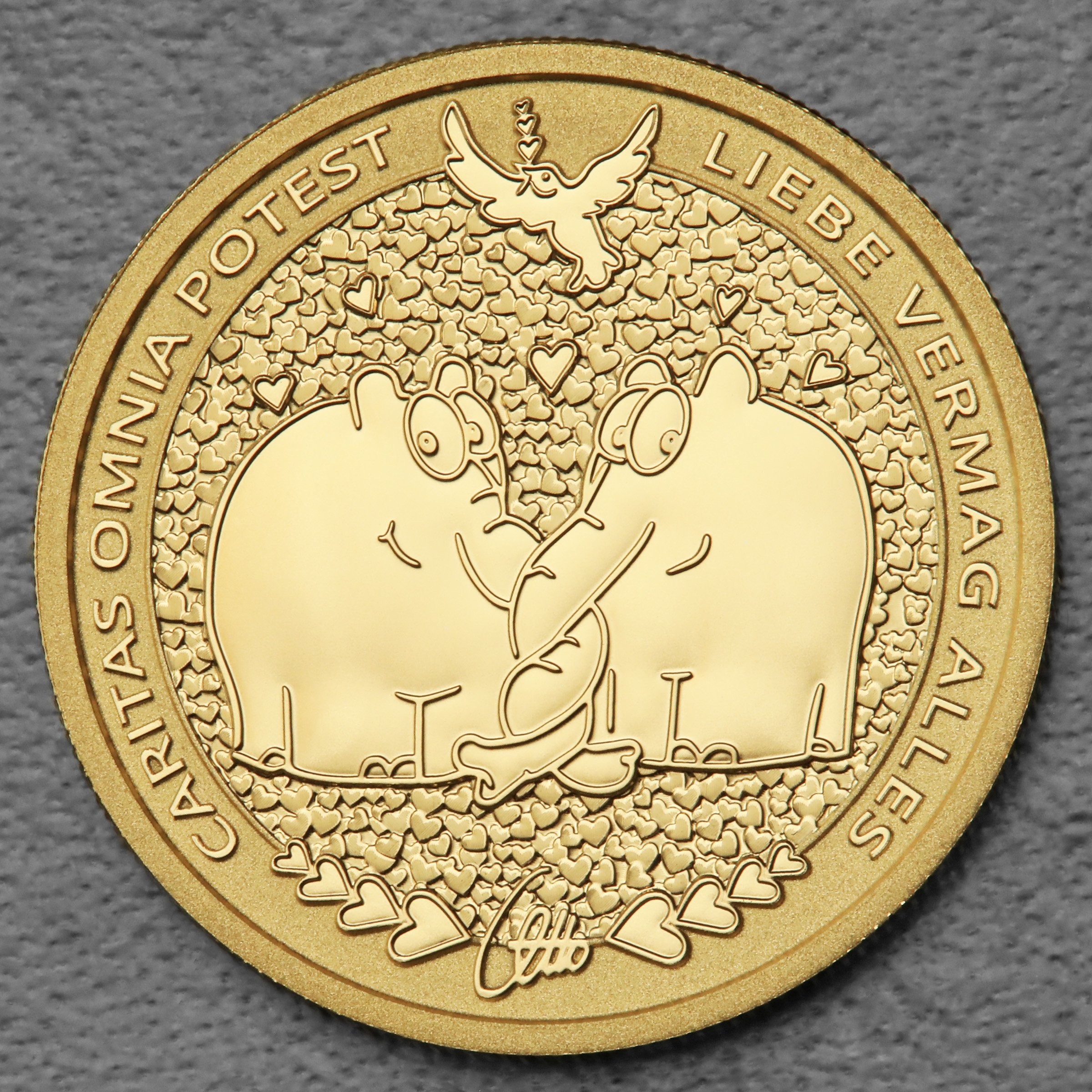 Goldmünze 1oz "Caritas Omnia Potest" 2025 Ottifanten – Rüsselfanten (Tuvalu) - Hauptansicht