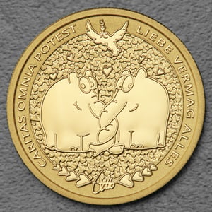 Goldmünze 1oz "Caritas Omnia Potest" 2025 Ottifanten – Rüsselfanten (Tuvalu) - Hauptansicht
