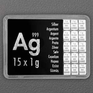 Silbertafel 15 x 1g "Ag International" (Motivbox) - Hauptansicht