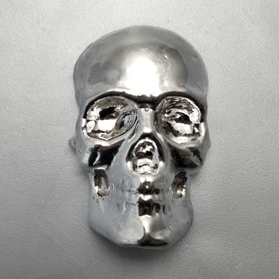 Silber 3-D Barren "Totenkopf" 10oz, gegossen - Miniaturansicht 1