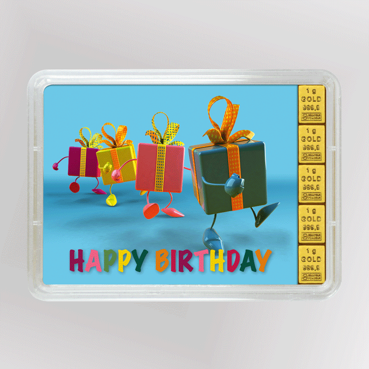 Goldbarren 5g "Geschenke/Happy Birthday" (Flip) - Hauptansicht