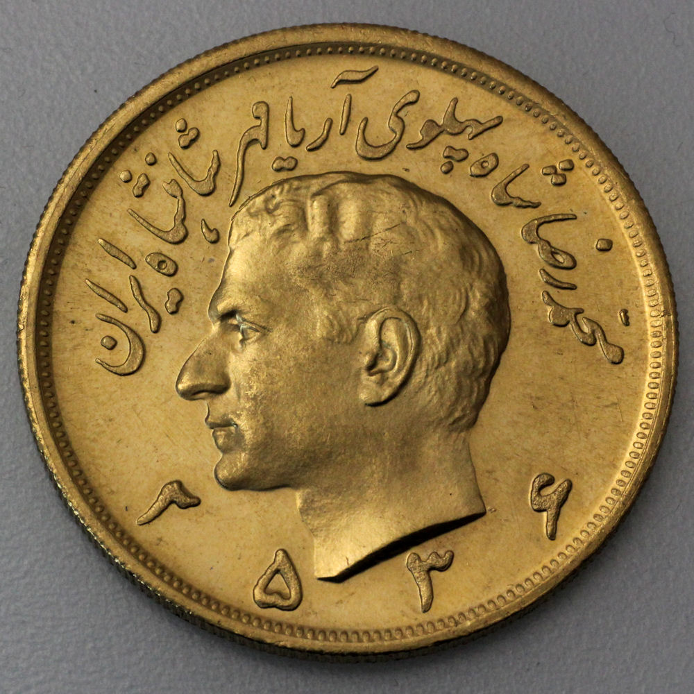 Goldmünze 5 Pahlavi "Shah" Mohammed Reza Pahlavi (Iran) - Hauptansicht
