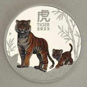 Silbermünze 1oz "Tiger" 2022 (PP/koloriert) Lunar III – Year of the Tiger (Australien) - Miniaturansicht 1