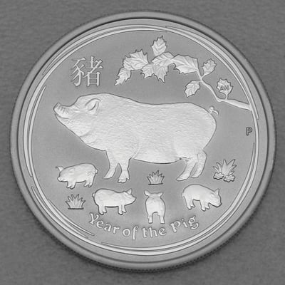 Silbermünze 1/2oz "Schwein" 2019 Lunar II – Year of the Pig (Australien) - Miniaturansicht 1
