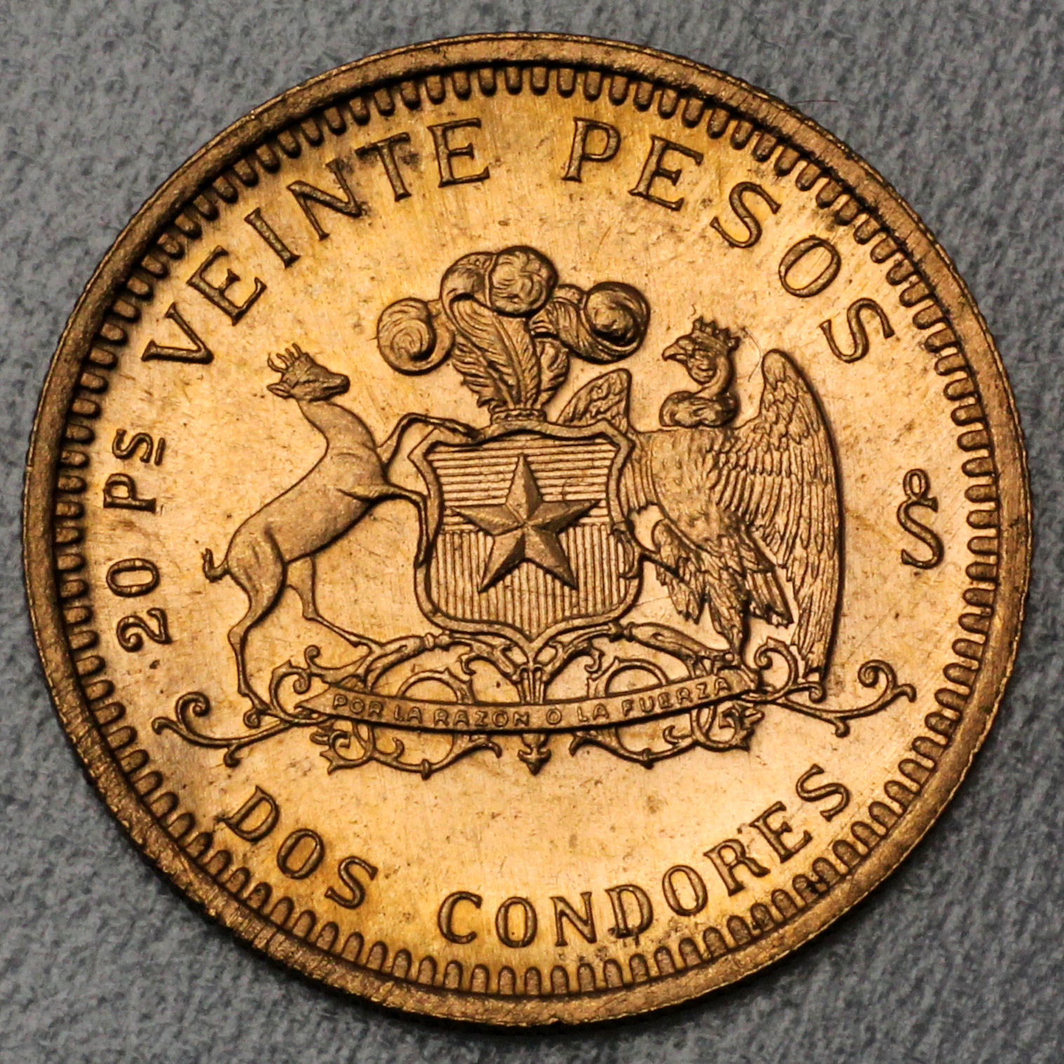 Goldmünze 20 Pesos "Liberty" 1926-1980 (Chile) - Detailansicht 1