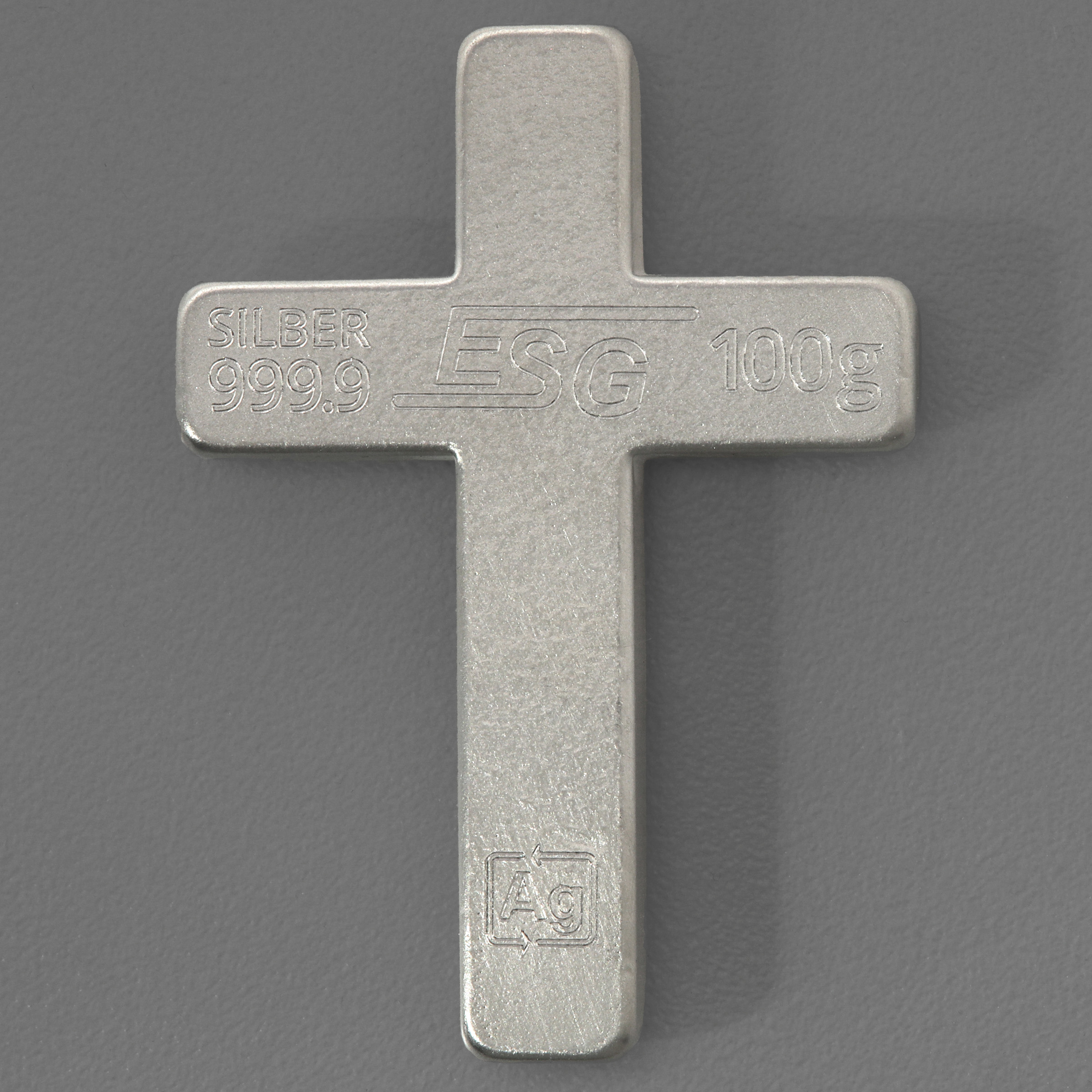 Silberbarren 100g ESG "Kreuz" 3D-Barren gegossen matt gravierbar - Detailansicht 1
