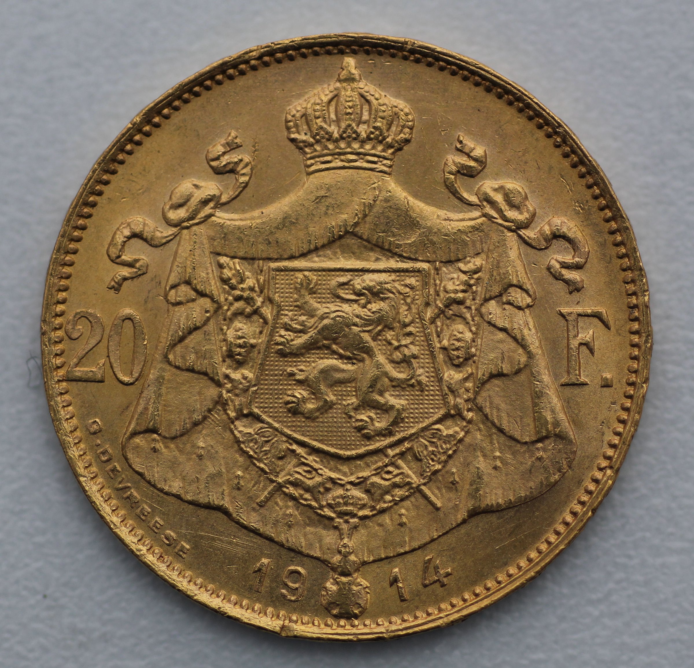 Goldmünze 20 Francs "Albert" (Belgien) - Detailansicht 1