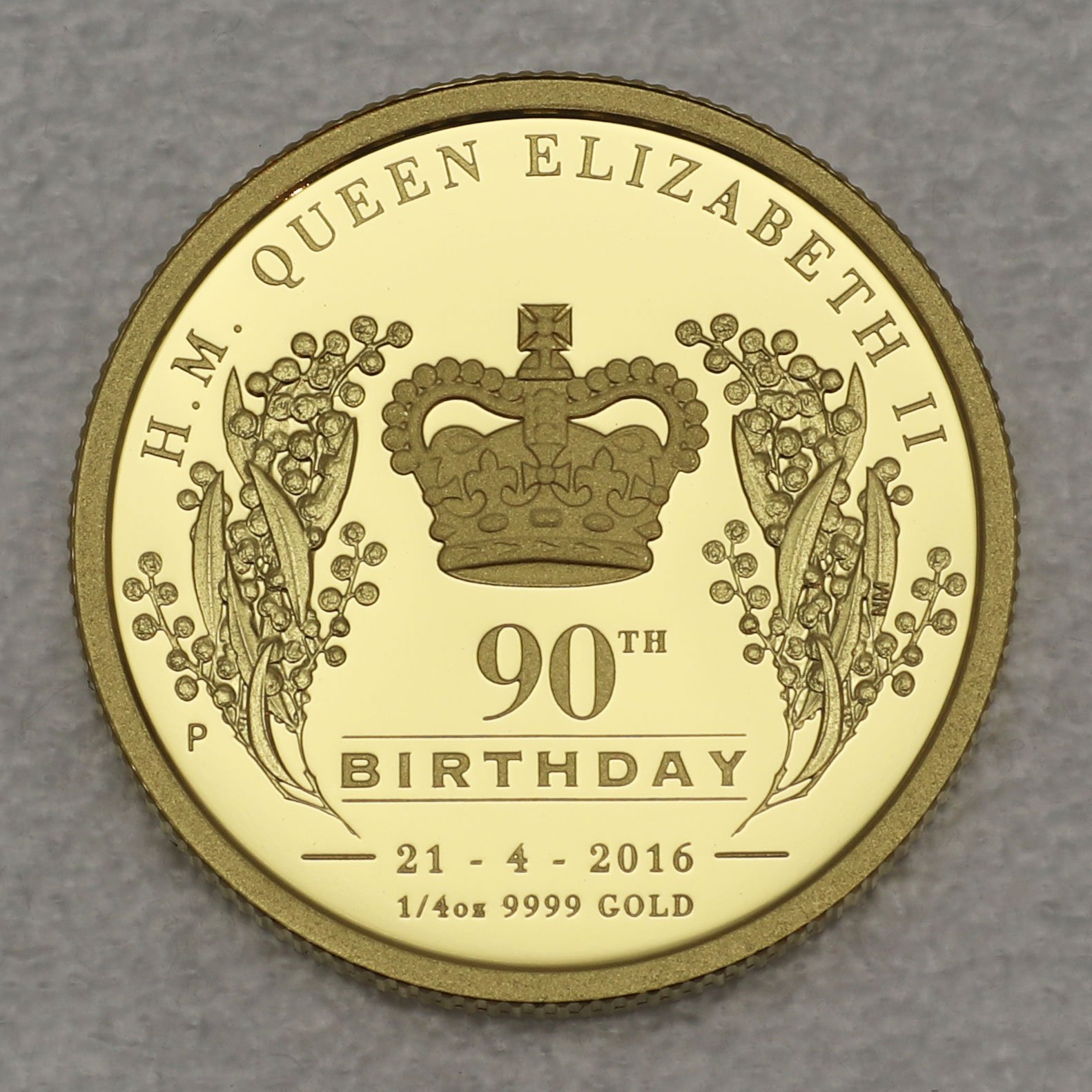 Goldmünze 1/4oz "Queen Elizabeth II." 2016 (PP) 90th Birthday (Australien) - Hauptansicht