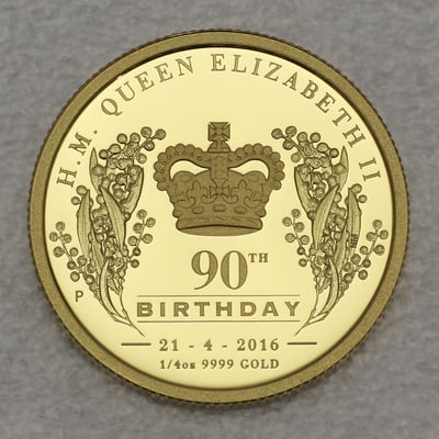Goldmünze 1/4oz "Queen Elizabeth II." 2016 (PP) 90th Birthday (Australien) - Miniaturansicht 1