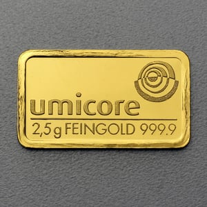 Goldbarren 2,5g UMICORE Resale - Hauptansicht