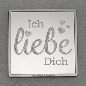 Silberbarren 1oz "Ich liebe dich" Gravurbarren quadratisch - Hauptansicht