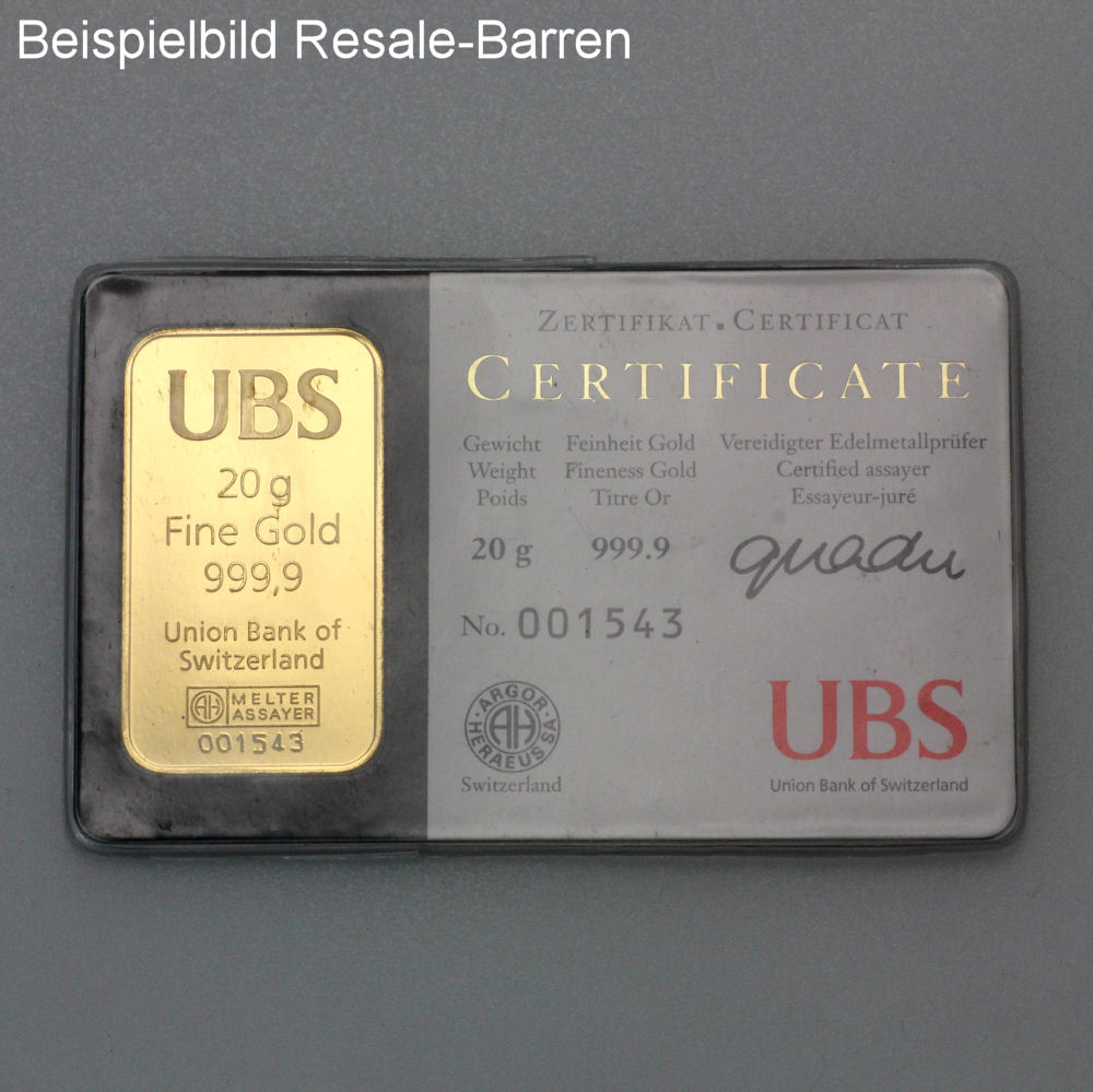 Goldbarren 20g "Resale" (div. Hersteller) - Detailansicht 1