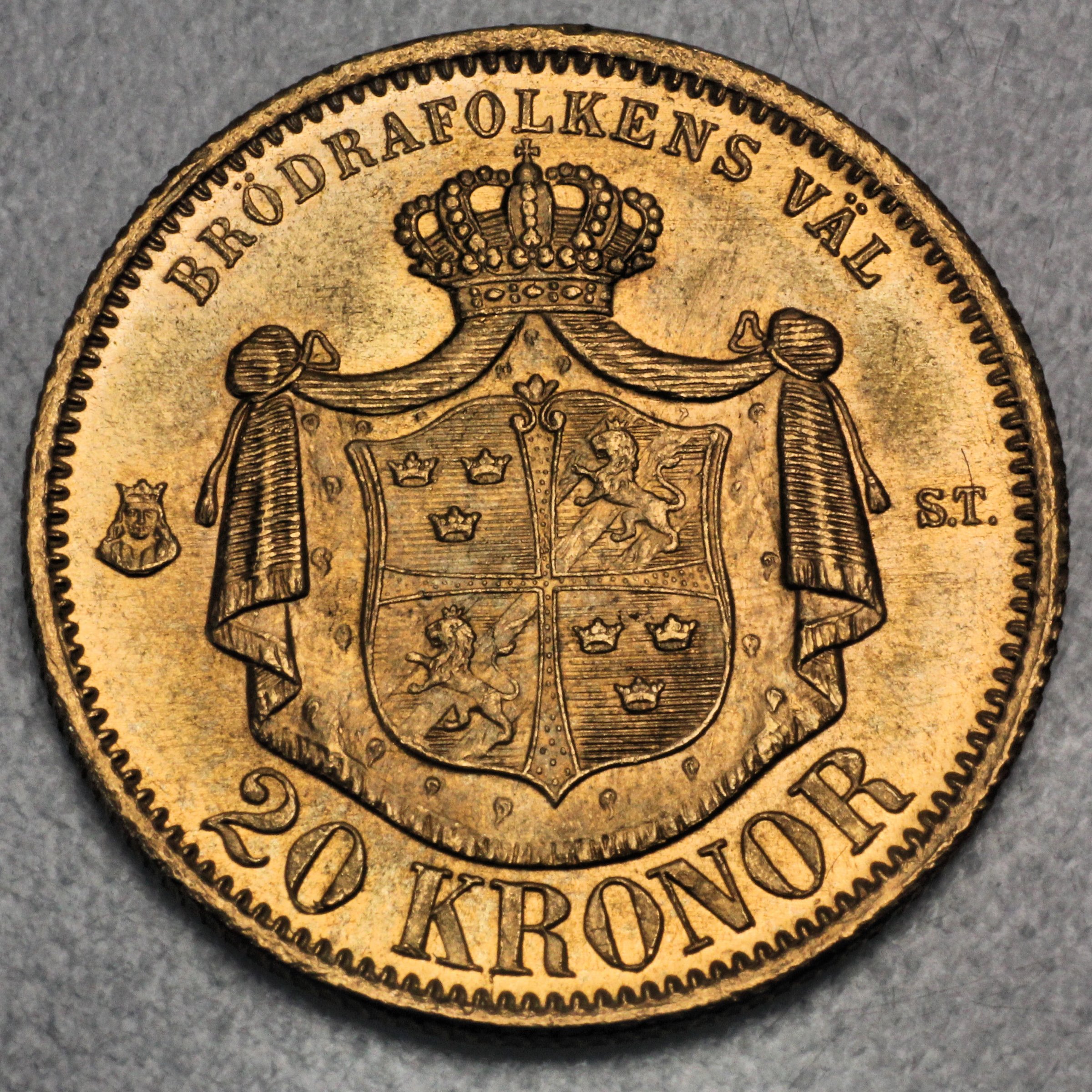 Goldmünze 20 Kronor "Oscar II" (Schweden) - Detailansicht 1