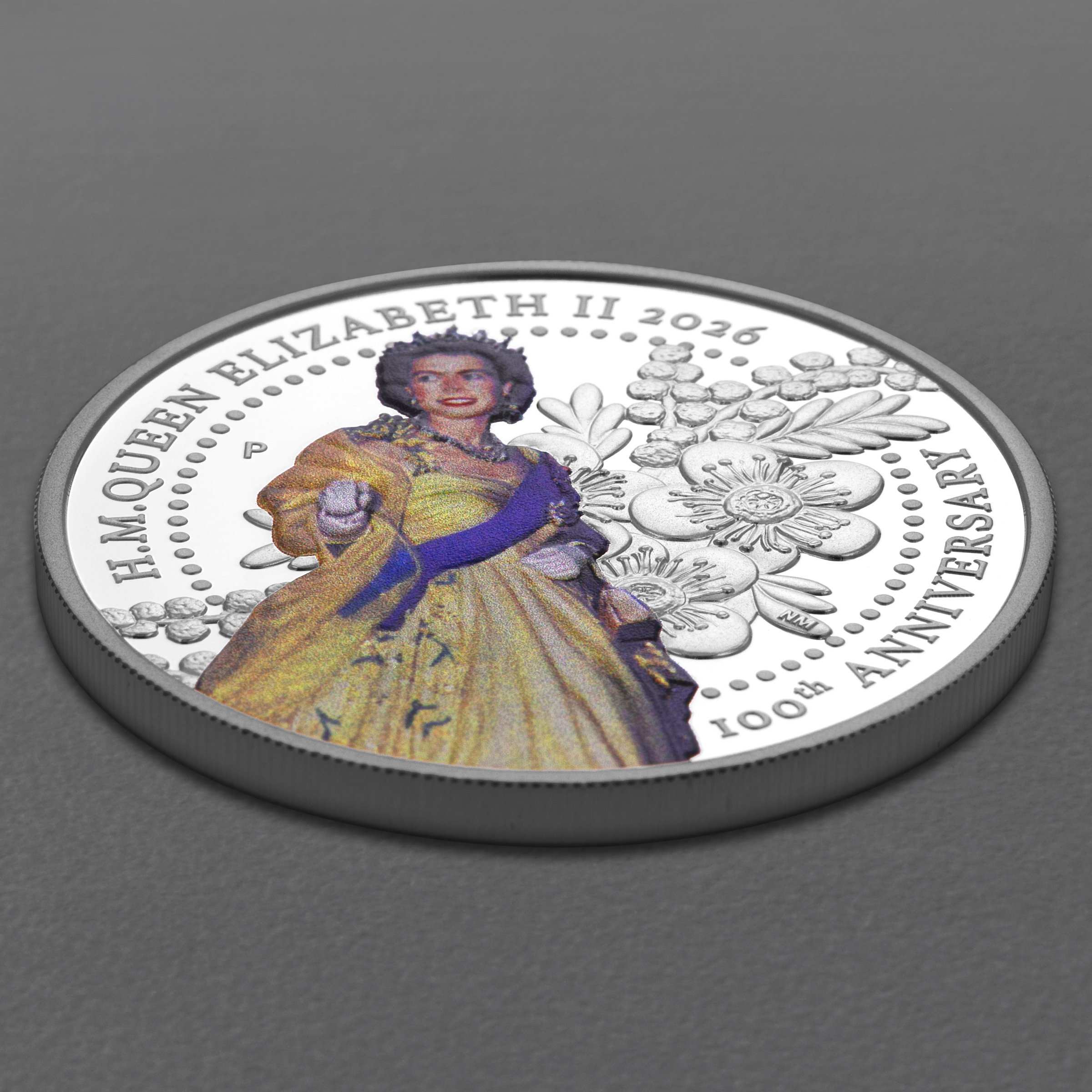Silbermünze 3 x 1oz "H.M. Queen Elizabeth II 100th Anniversary" 2026 (PP/verg./kol.) Set – 3-teilig - Detailansicht 11