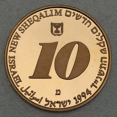 Goldmünze 10 New Sheqalim "Welt" 1994 Unabhängigkeitstag (Israel) - Miniaturansicht 2