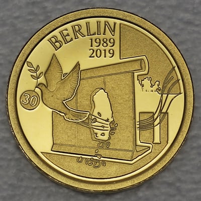Goldmünze 12 1/2 Euro "30 Jahre Mauerfall" 2019 (Belgien) - Miniaturansicht 1