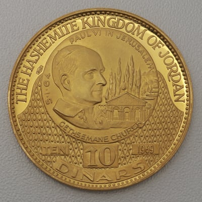Goldmünze 10 Dinar "Paul VI." 1969 (Jordanien) - Hauptansicht