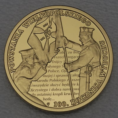 Goldmünze 200 Zloty "Posener Aufstand" 2018 100. Jahrestag (Polen) - Miniaturansicht 1