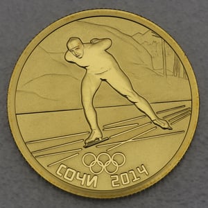 Goldmünze 50 Rubel "Schlittschuhlaufen" 2014 Olympia Sotchi (Russland) - Hauptansicht