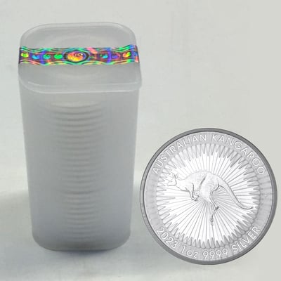 Silbermünze 25 x 1oz "Känguru" aktueller Jahrgang Tube diff. (Australien) - Miniaturansicht 1