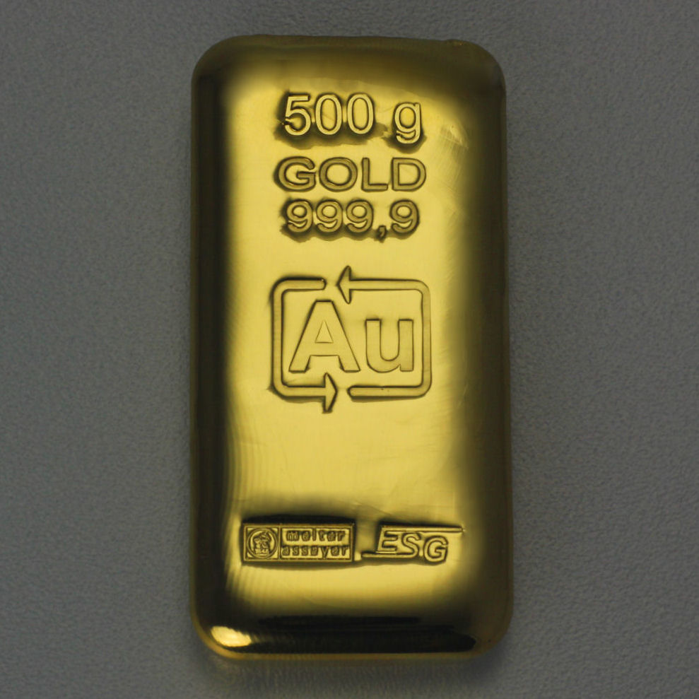 Goldbarren 500g Au ESG, gegossen - Hauptansicht