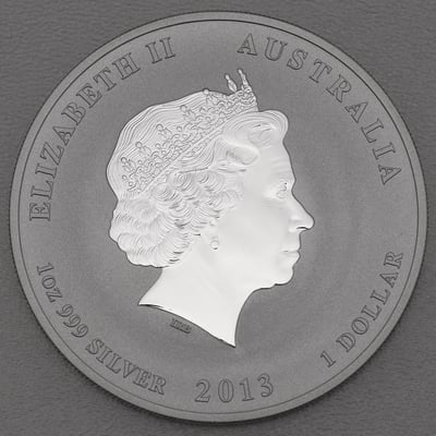 Silbermünze 1oz "Schlange" 2013 (vergoldet) Lunar II – Year of the Snake (Australien) - Miniaturansicht 2