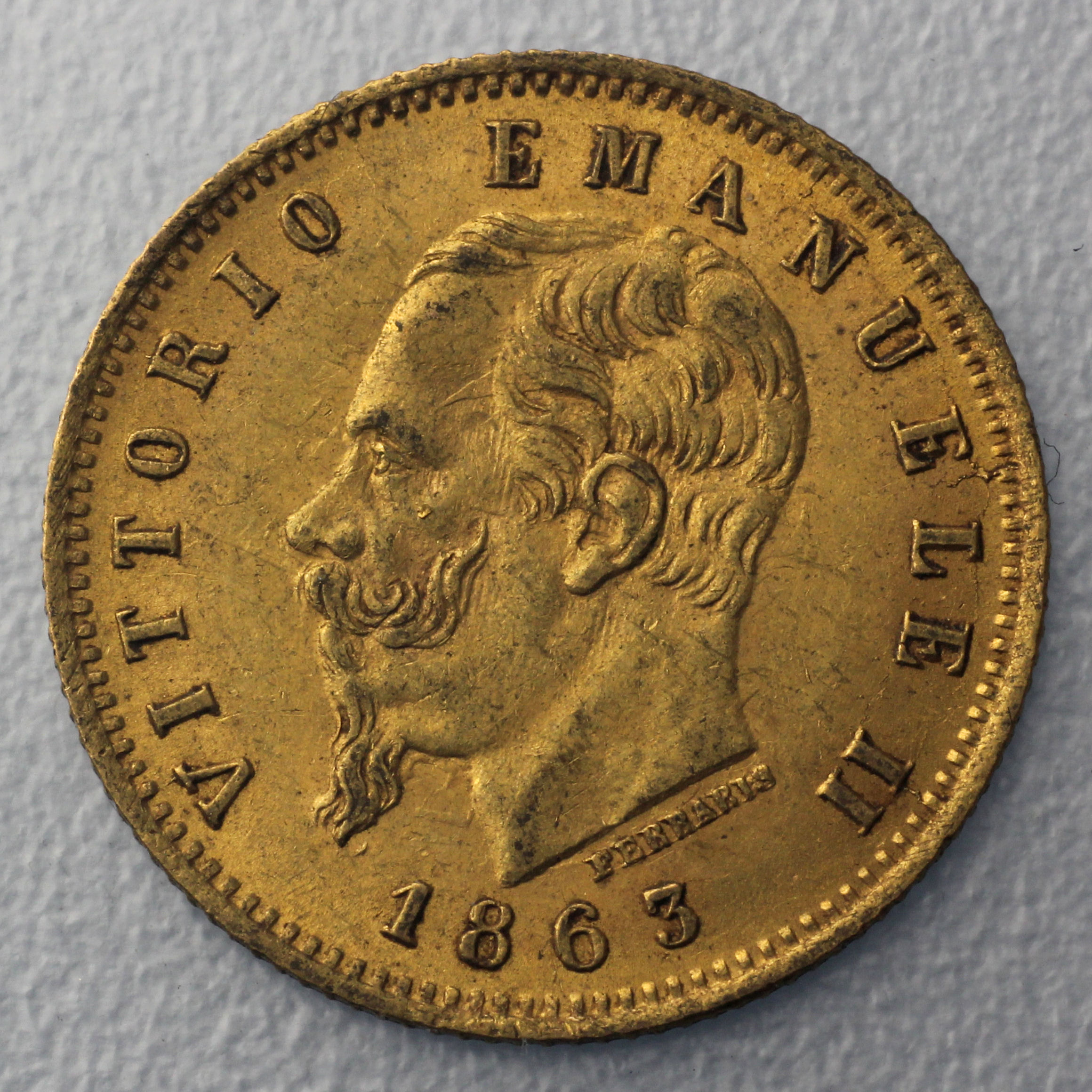 Goldmünze 5 Lire "Vittorio Emanuele II." (Italien) - Hauptansicht