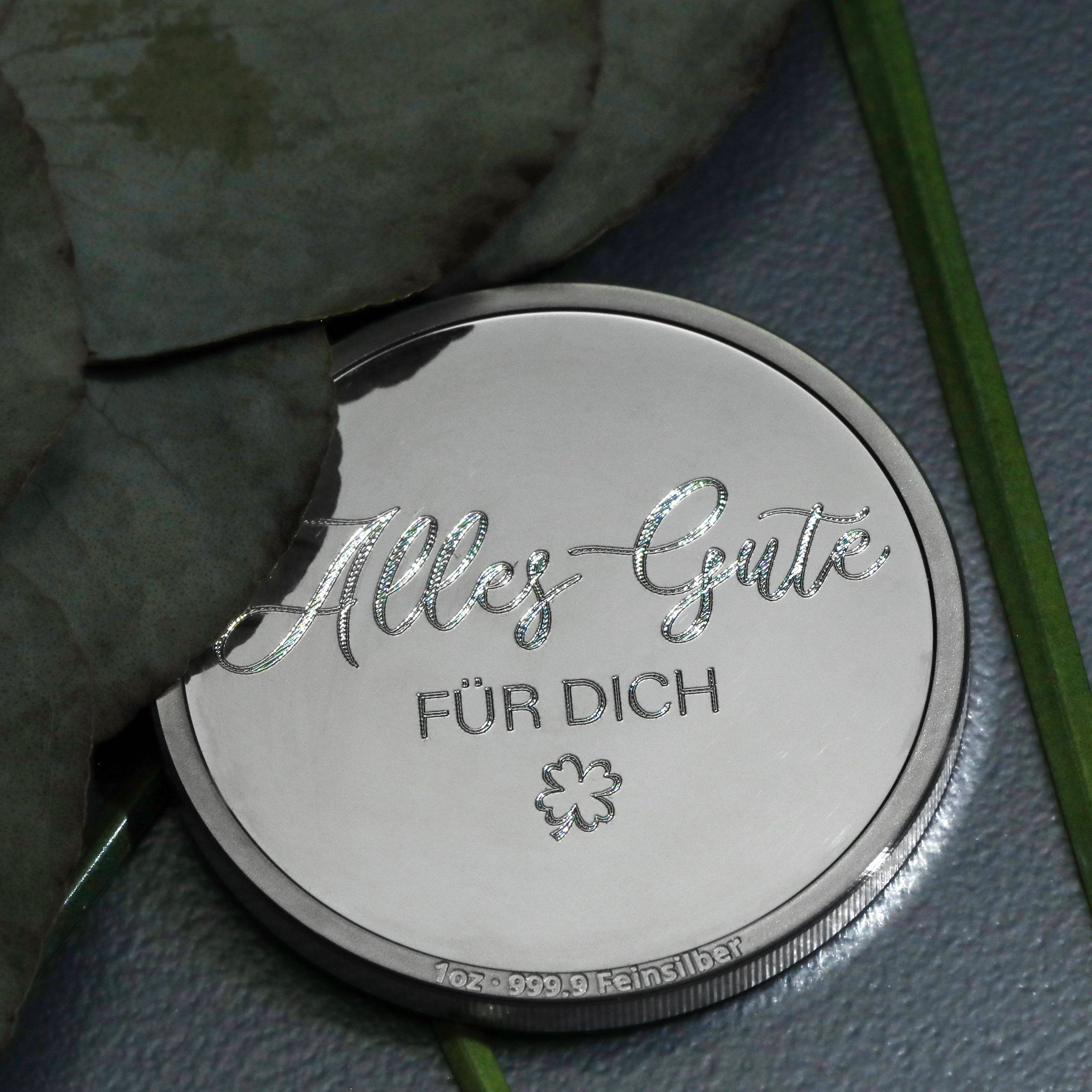 Silbermedaille 1oz "Alles Gute" Gravurmedaille - Detailansicht 5