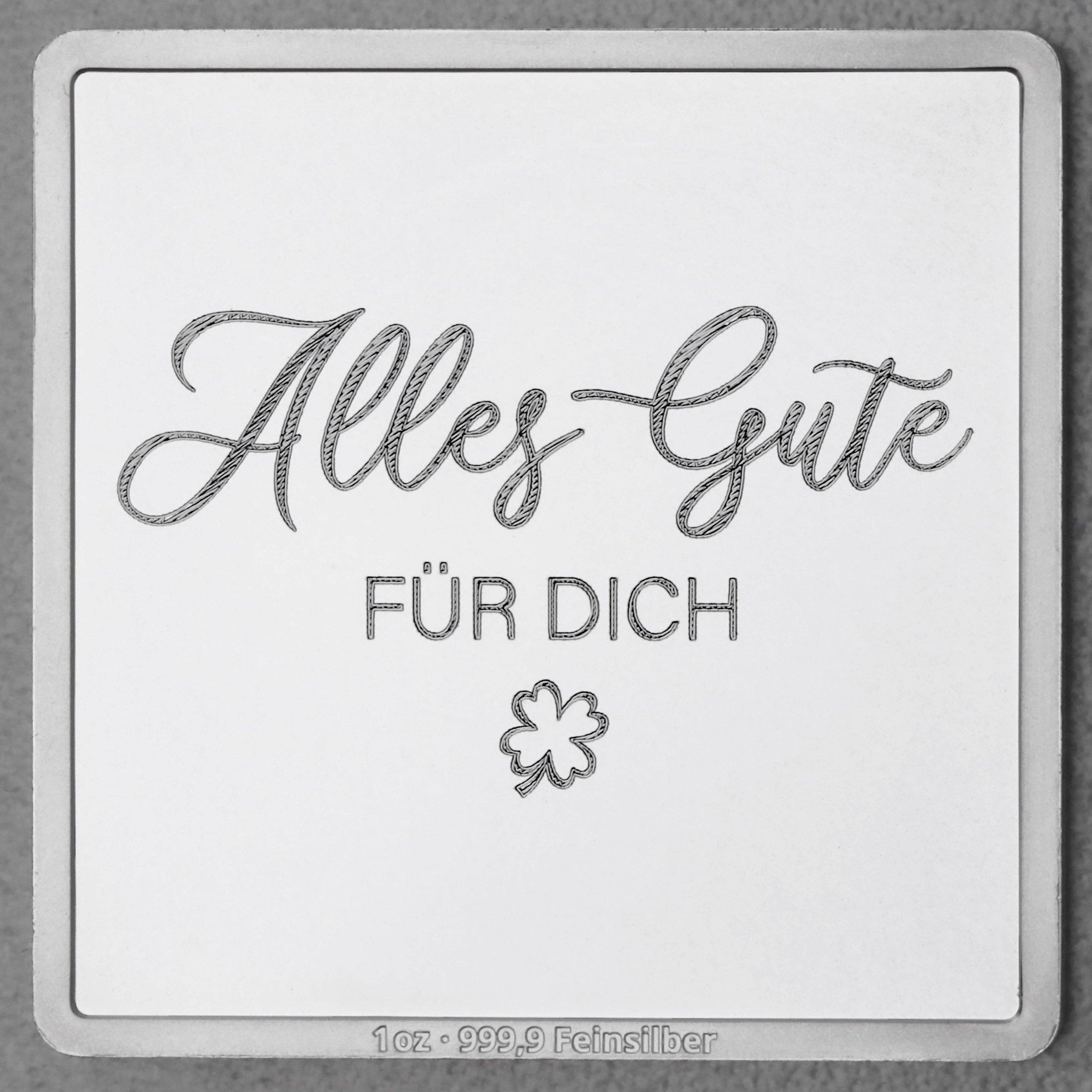 Silberbarren 1oz "Alles Gute" Gravurbarren quadratisch - Hauptansicht