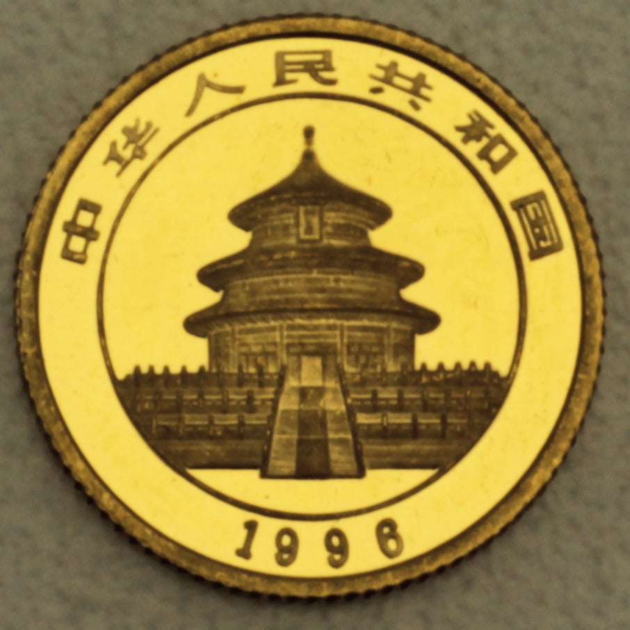 Goldmünze 1/20oz "Panda" 1996 (China) - Detailansicht 1