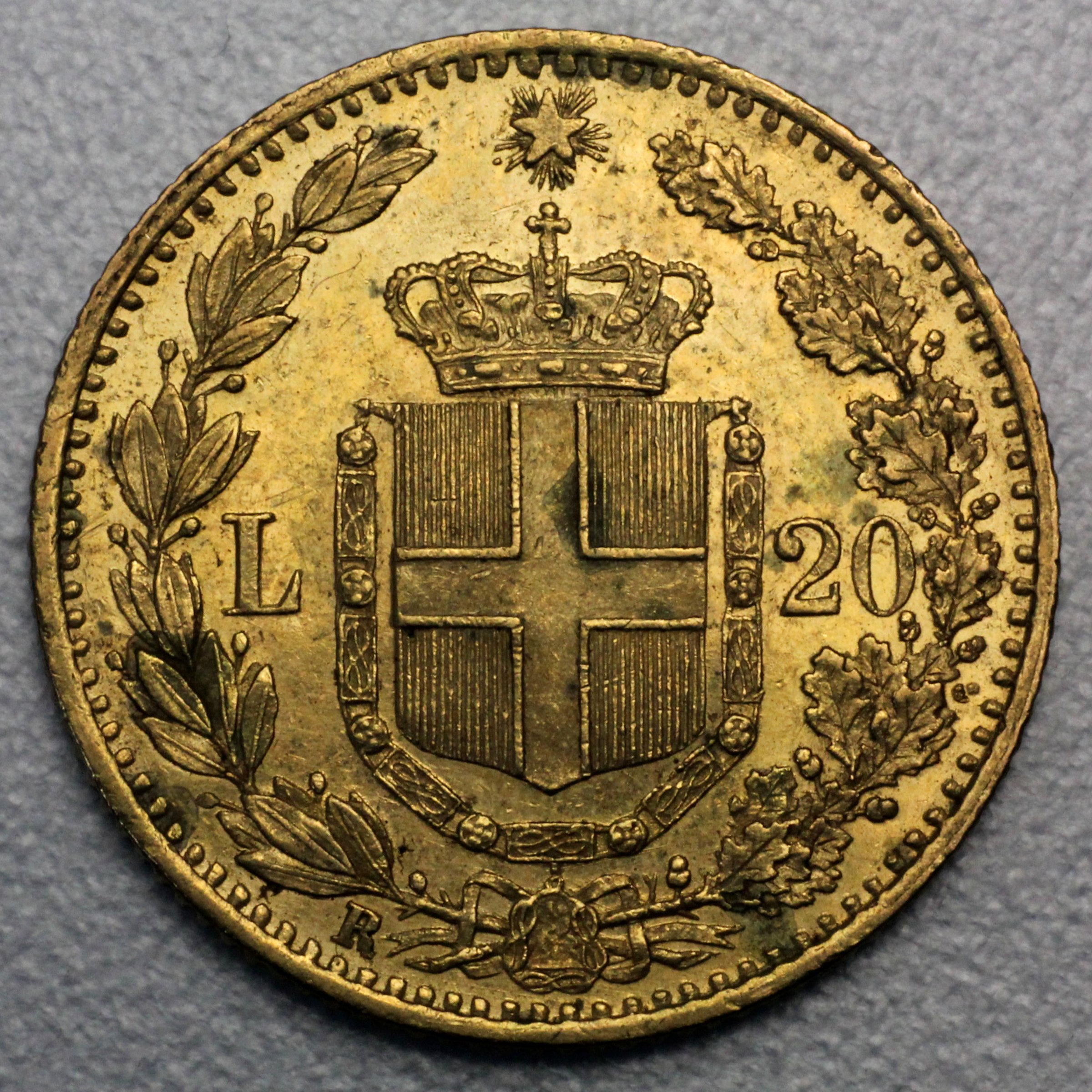 Goldmünze 50 x 20 Lire "Umberto I." Tube (Italien) - Detailansicht 2