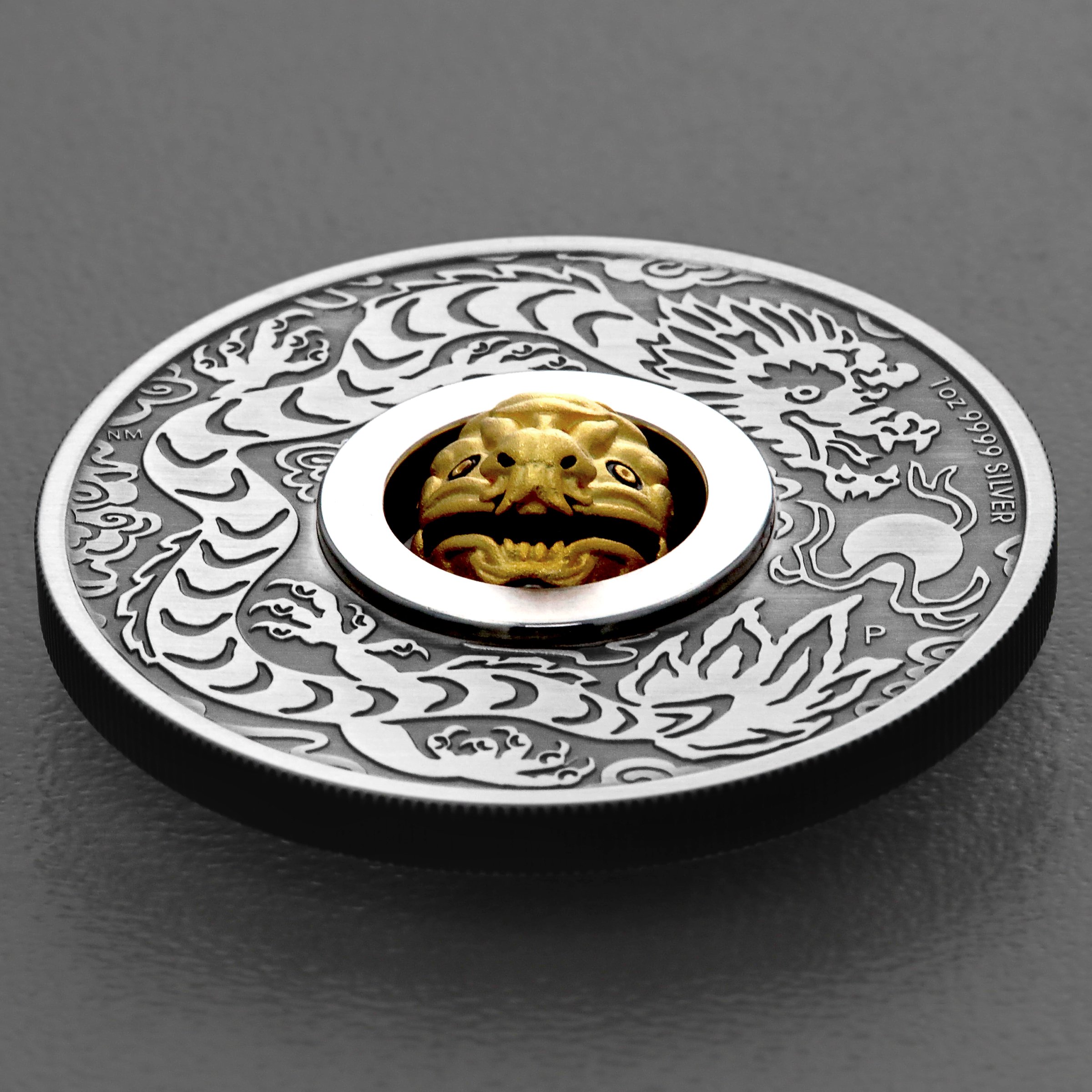 Silbermünze 1oz "Drache" 2024 (AF) Rotating Charm – Year of the Dragon (Tuvalu) - Detailansicht 2