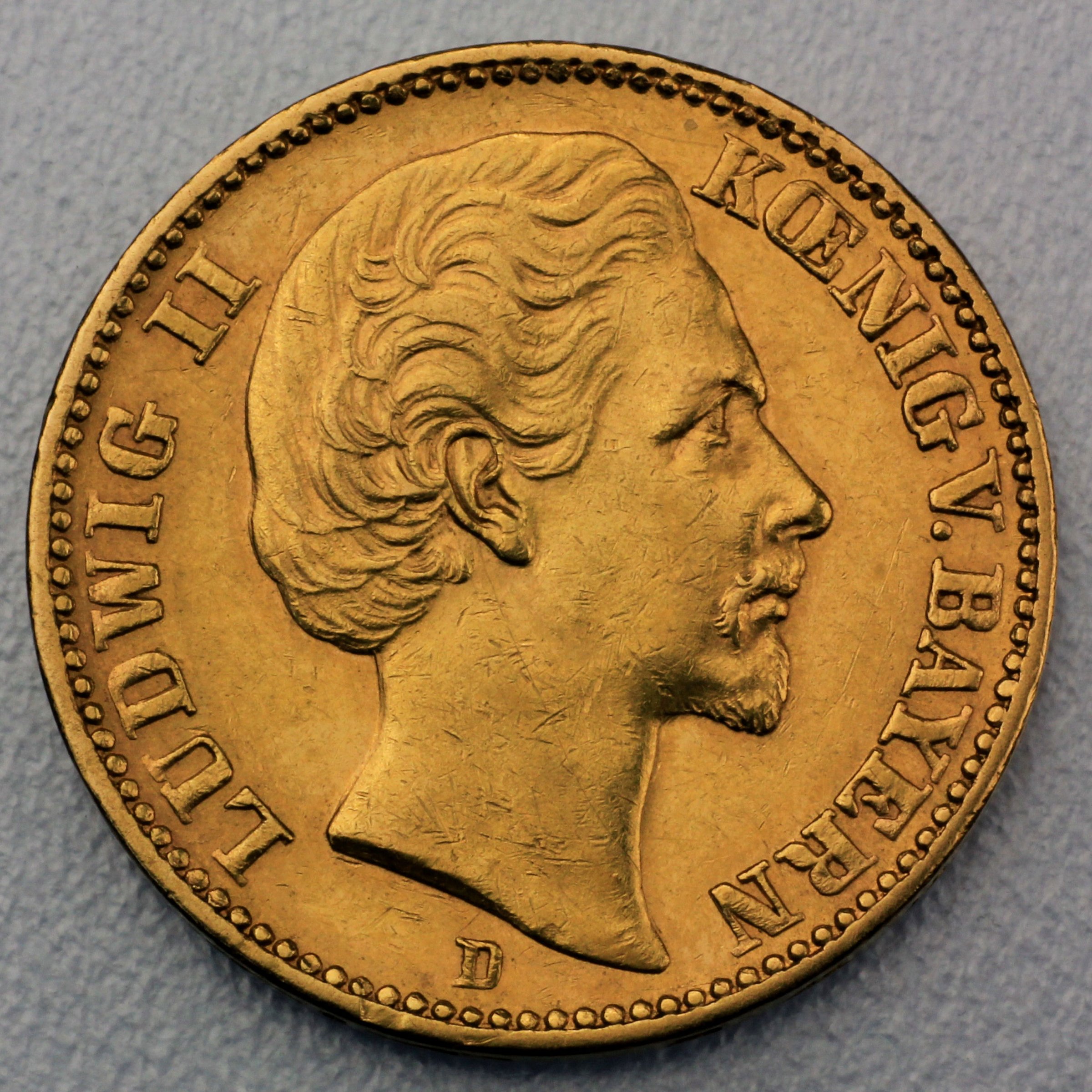 Goldmünze 20 Mark "Ludwig II." 1875-D J.197 (Bayern) - Hauptansicht