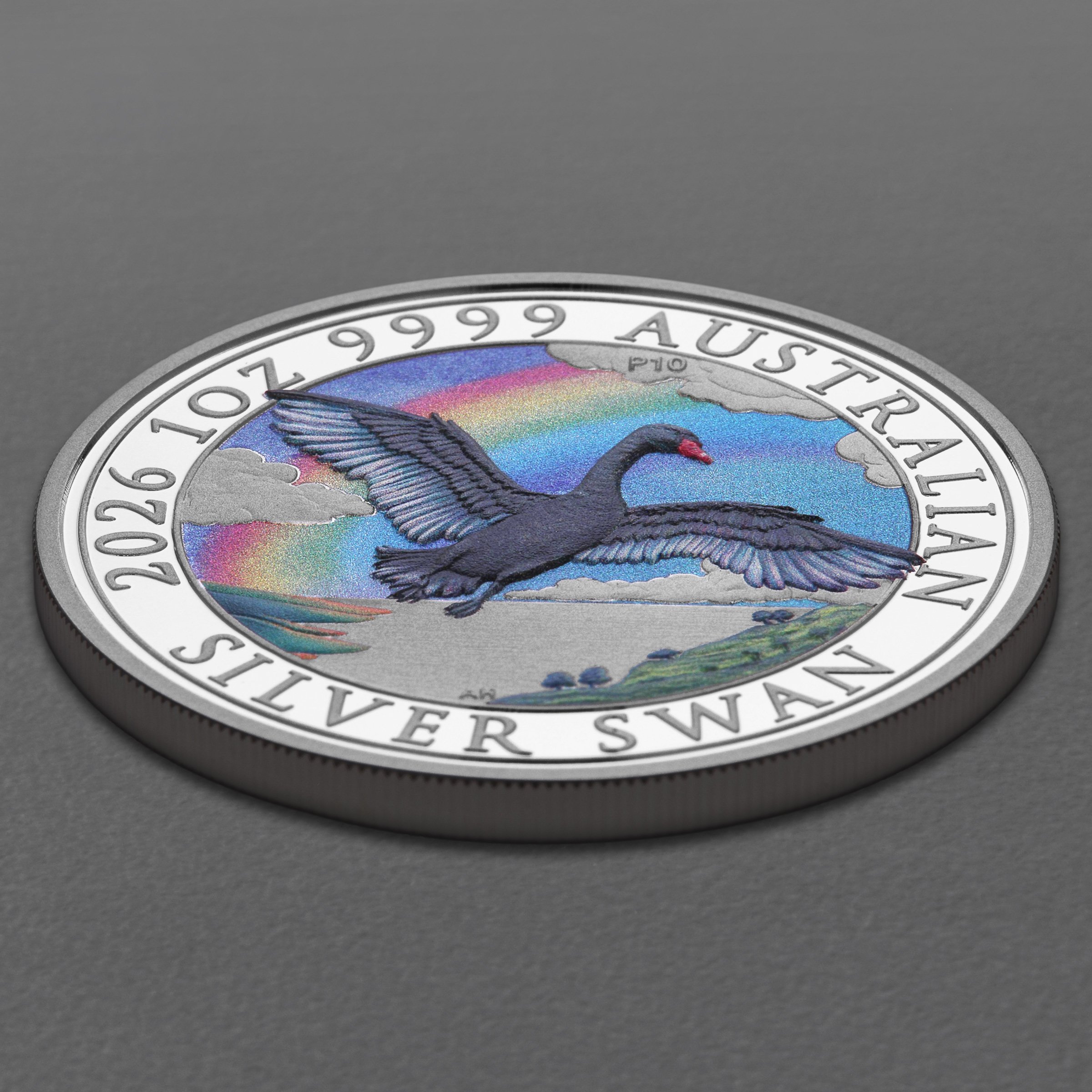 Silbermünze 1oz "Schwan" 2026 (koloriert) Perth Money Expo ANDA Coin Show Special (Australien) - Detailansicht 2