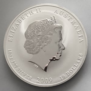 Silbermünze 10oz "Ochse" 2009 Lunar II – Year of the Ox 19% (Australien) - Miniaturansicht 2