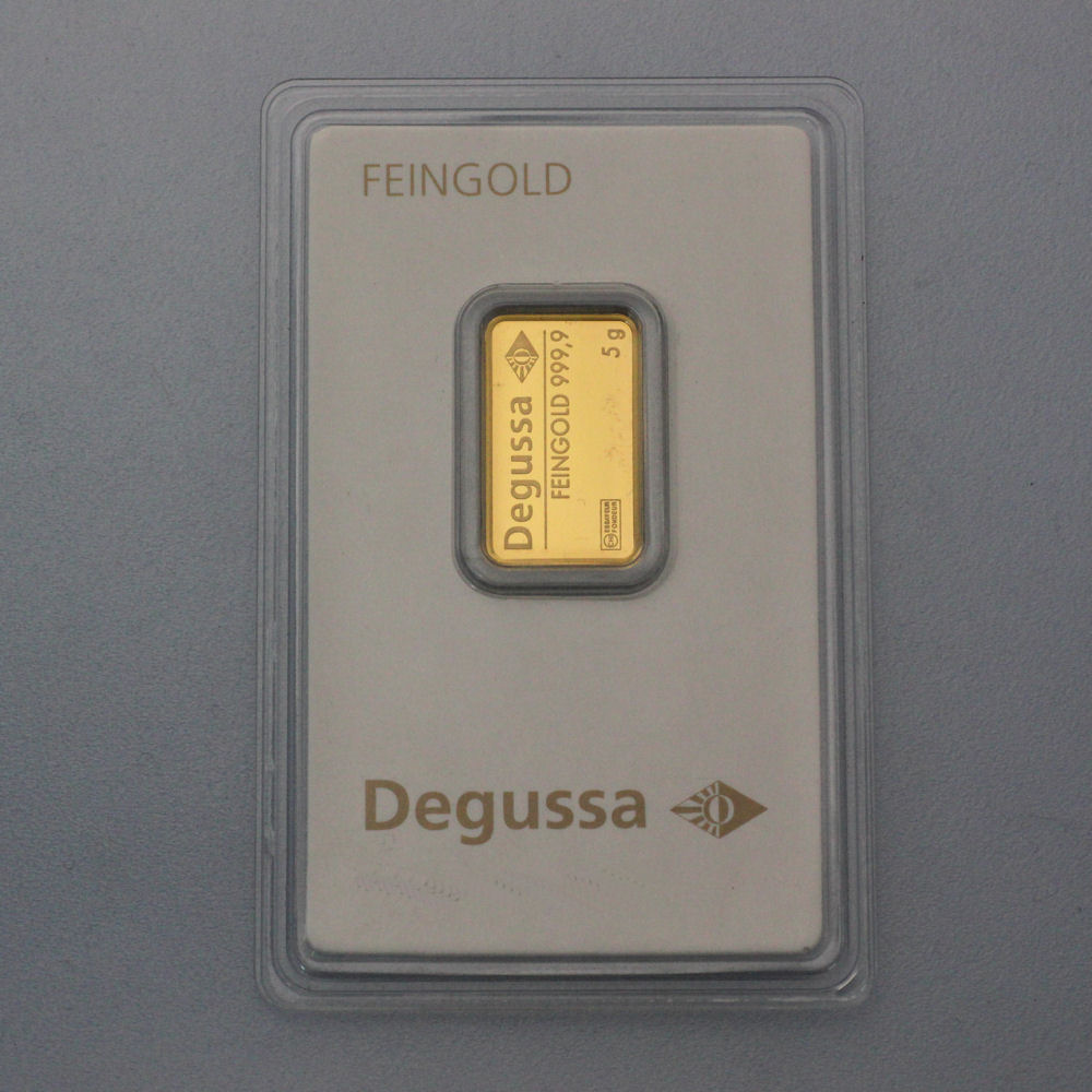 Goldbarren 5g DEGUSSA, im Blister - Hauptansicht