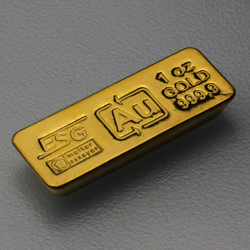 Goldbarren 1oz Au ESG (klassischer Sargbarren) - Hauptansicht