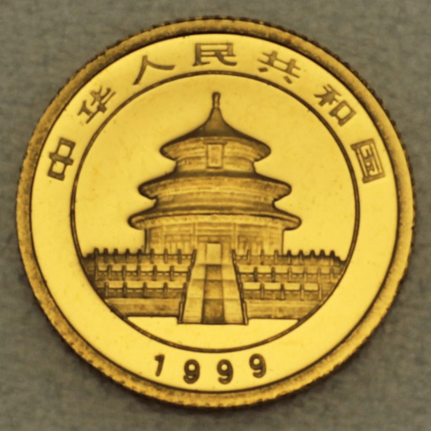 Goldmünze 1/20oz "Panda" 1999 (China) - Detailansicht 1