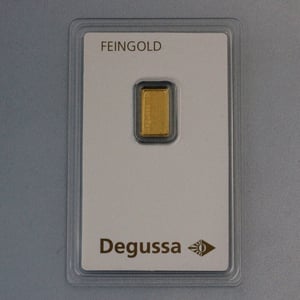 Goldbarren 1g DEGUSSA, im Blister - Hauptansicht