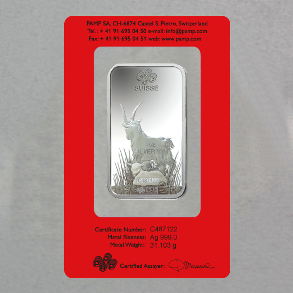 Silberbarren 1oz "Ziege 2015" Lunar PAMP - Detailansicht 1