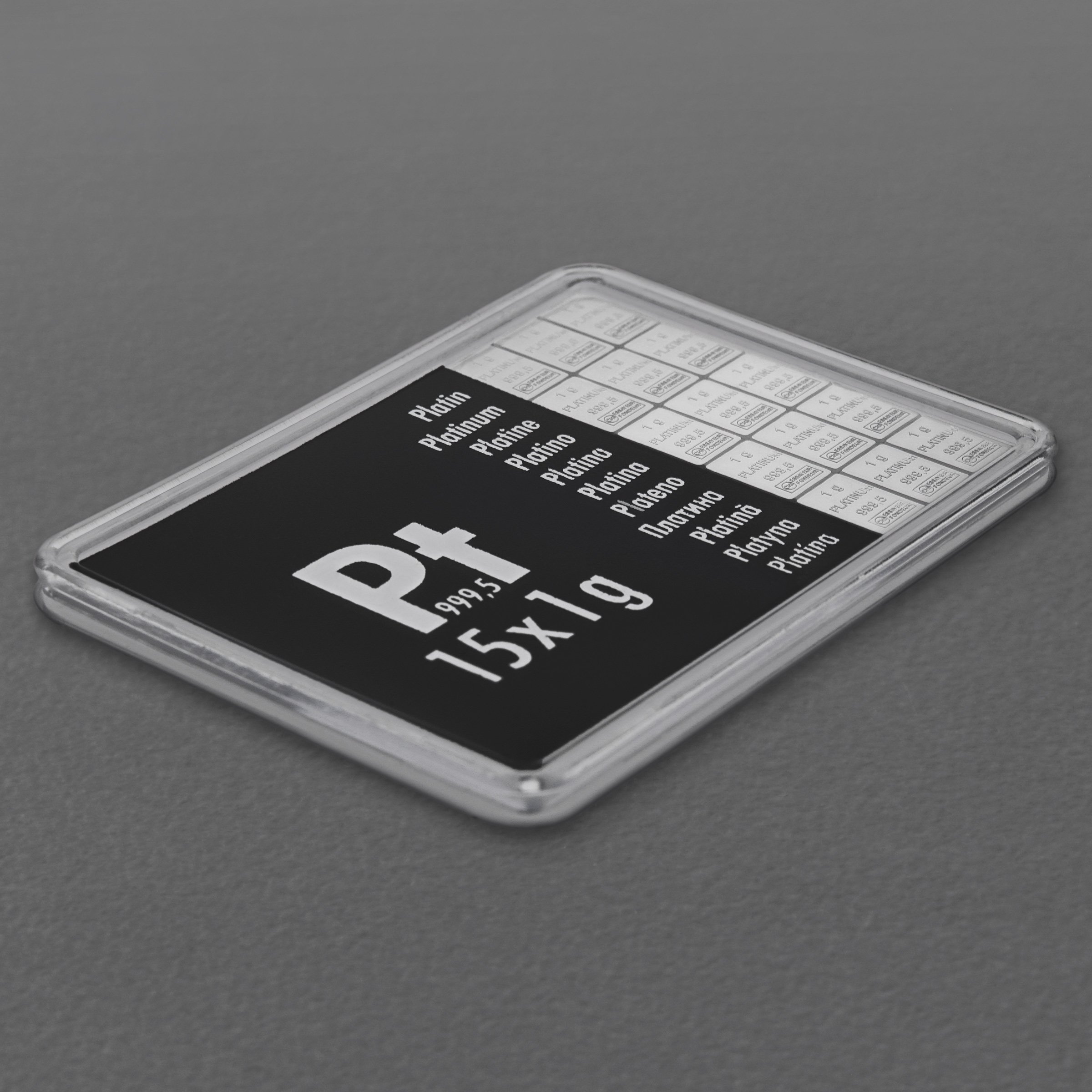 Platintafel 15 x 1g "Pt International" (Motivbox) - Detailansicht 2