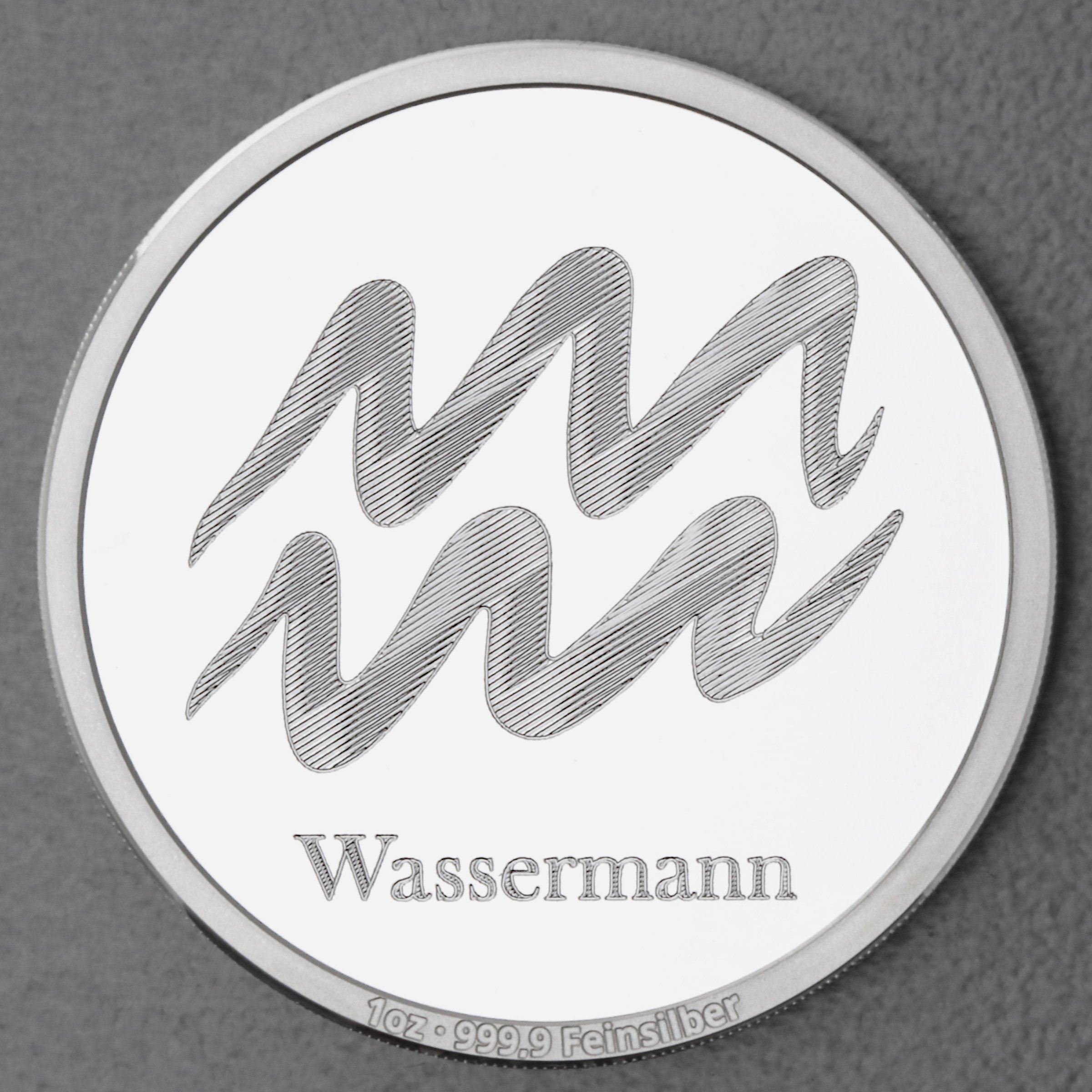 Silbermedaille 1oz "Sternzeichen Wassermann" Gravurmedaille - Hauptansicht