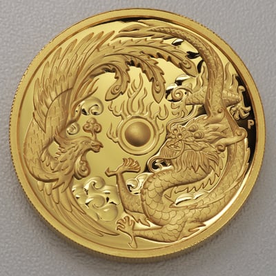 Goldmünze 2oz "Dragon & Phoenix" 2017 (PP/HR) (Australien) - Hauptansicht