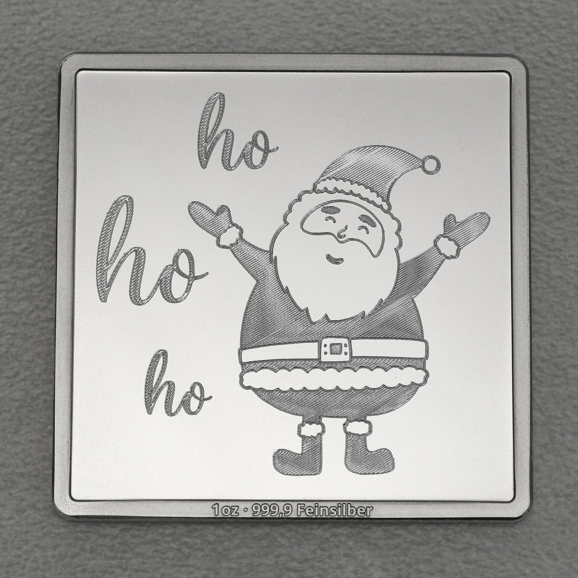 Silberbarren 1oz "Weihnachtsmann - Ho Ho Ho" Gravurbarren quadratisch - Hauptansicht