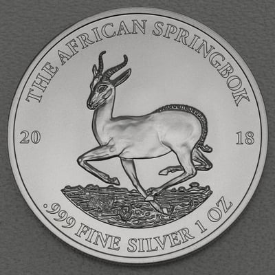 Silbermünze 1oz "Springbock" 2018 (Gabun) - Miniaturansicht 1