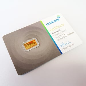 Goldbarren 1g UMICORE/Blister m. Zertifikat - Miniaturansicht 3