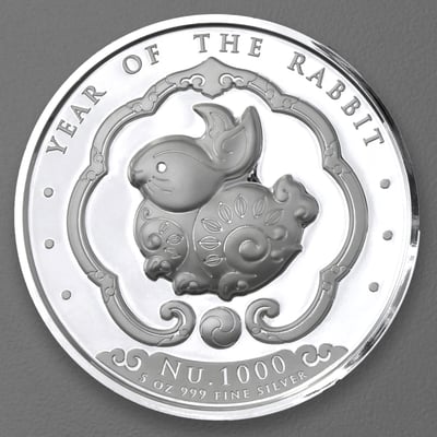 Silbermünze 5oz "Lunar Hase" 2023 (PP/HR) Lunar – Year of the Rabbit diff. (Bhutan) - Miniaturansicht 1
