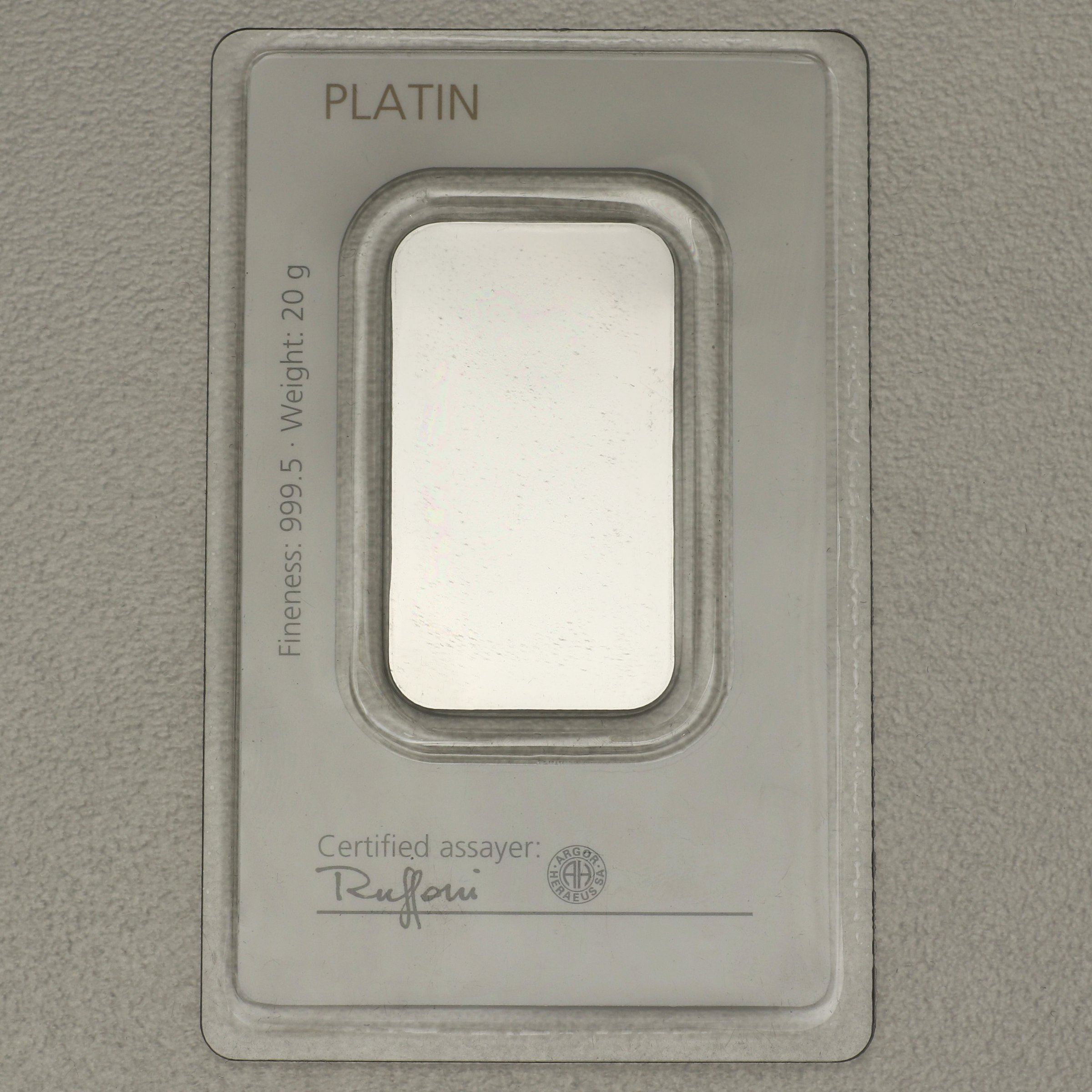 Platinbarren 20g DEGUSSA (Pt) - Detailansicht 1